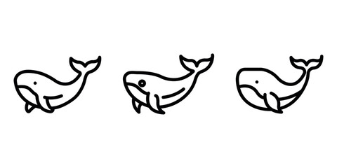 whale outline or line icon design bundle.