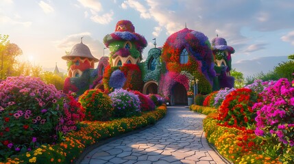 The dazzling  Miracle Garden with flowers 