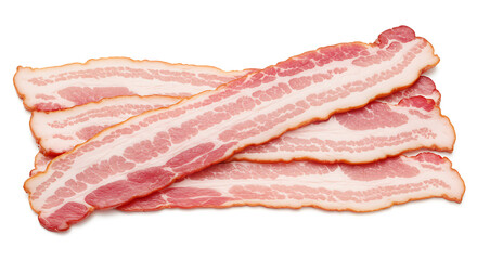 Bacon Strips isolated on white background. American food