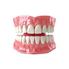 Healthy human teeth and gums dental model illustration 3d jaw pink oral on transparent background