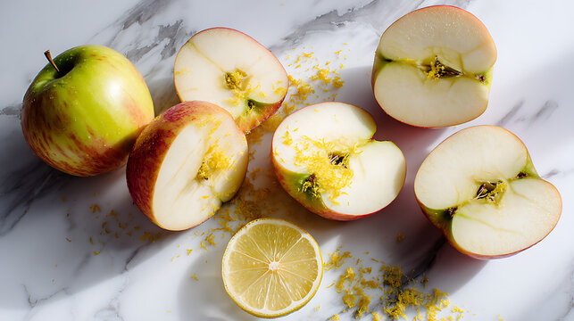 Citrus Zest Apple Slice, Ideal For Recipe Cards, Culinary Showcases, Health Magazine Layouts