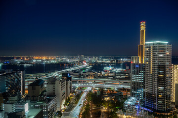 Naklejka premium Night view of Kobe, a port city in Japan