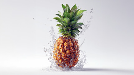 Exotic Pineapple Spinning in Water Droplets with Tropical Lighting