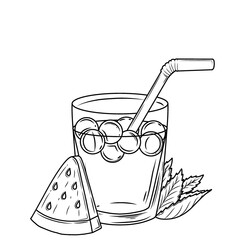 vector illustration of a watermelon cocktail