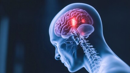 3D Head Pain Illustration  Medical Anatomy  Brain Scan  Headache Relief