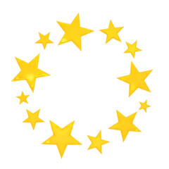 Fototapeta premium Enchanting Shimmering Yellow Stars in Varied Sizes Arranged Circularly in a Dreamlike Cosmic Configuration
