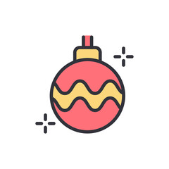 Isolated Christmas Ornament With Wavy Lines And Sparkling Accents