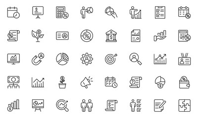 ESOP line icons set. Modern ESOP Icons - High-Quality Graphics for Finance, Corporate Plans,Includes Employee, Stock, Ownership, Plan, Vector illustration.