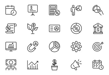 ESOP line icons set. Modern ESOP Icons - High-Quality Graphics for Finance, Corporate Plans,Includes Employee, Stock, Ownership, Plan, Vector illustration.