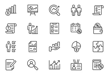 ESOP line icons set. Modern ESOP Icons - High-Quality Graphics for Finance, Corporate Plans,Includes Employee, Stock, Ownership, Plan, Vector illustration.