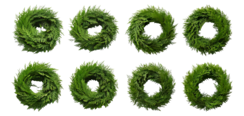 Fresh Green Wreath Designs for Seasonal Celebrations and Home DÃƒÂ©cor, Isolated on Transparent, white background