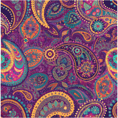 Hand-Sketched Paisley with Wildflowers – Organic, hand-drawn paisley outlines intertwined with daisies, lavender sprigs, and meadow grasses for a rustic botanical feel.