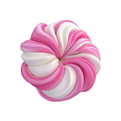Abstract Pink and White Swirl 3D Render of a Candy-like Shape