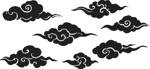 東洋的な雲のイラストベクター