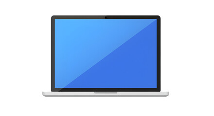 Flat design illustration. Open laptop graphic. blue gradient screen. isolated on white or transparent background. PNG