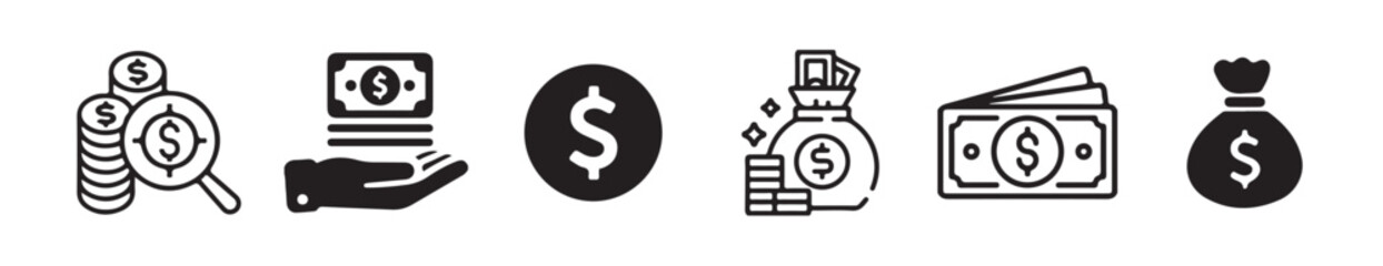 Essential Finance & Payment Icons – Money, Banking, Wallet, Credit & Cash Symbols.