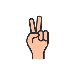 Illustrated Hand Gesturing Peace Symbol On Transparent Presentation Template