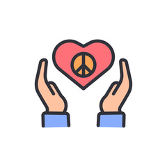 Hands Gently Holding Heart Symbolizing Peace And Hope For Humanity