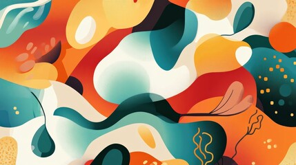 Fototapeta premium Abstract Warm Color Palette Organic Shapes Art Print