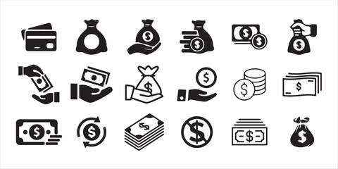 Money & Payment Icons Set – Finance, Banking, Transaction & Cash Symbols.
