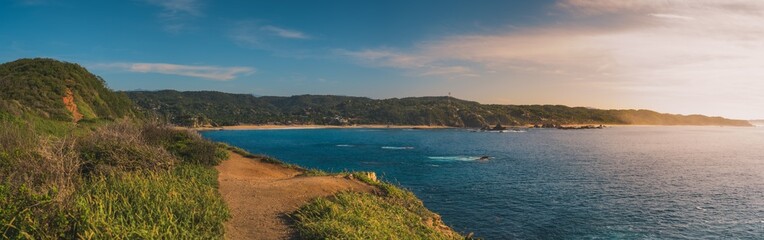 Mazunte, Oaxaca, Mexico. Panoramic View of PlayaMazunte and Playa Del Lalo From Punta Cometa