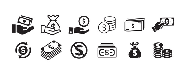 Money & Payment Icons Set – Finance, Banking, Transaction & Cash Symbols.