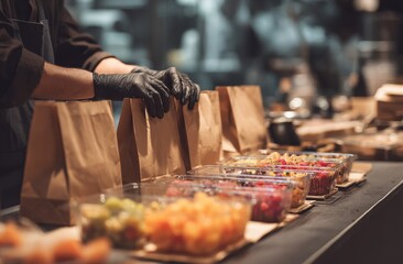 Food preparation for takeout orders with fruit