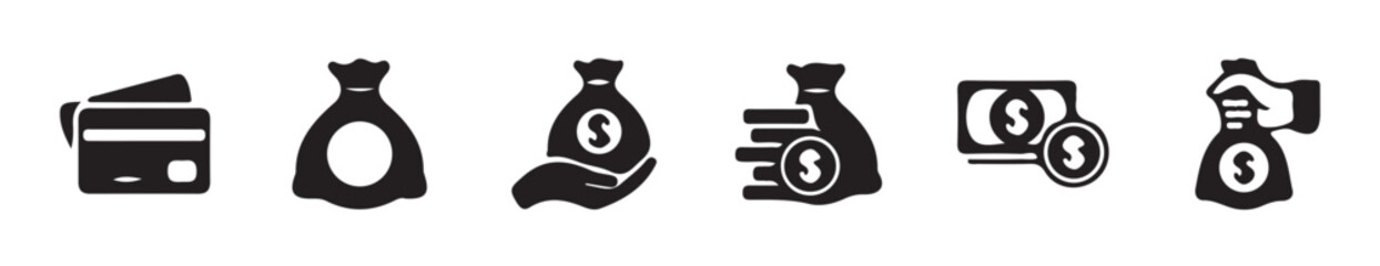 Money and Currency Icon Set – Dollar, Euro, Coins, Cash Stack, Payment, Transfer, Banking & Finance Vectors.