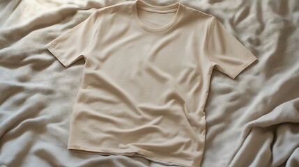 Beige t shirt on draped fabric