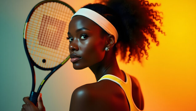 Portrait of a Confident African American Female Tennis Player
