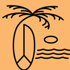 Surfing club with monoline art