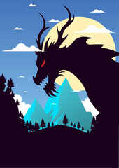 Mythical Dragon Guarding Castle