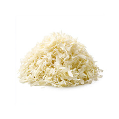 Pile of Shredded White Cabbage Isolated on White Background