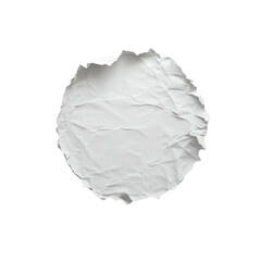 Crumpled White Paper Circle on Black Background - Texture and Design Element