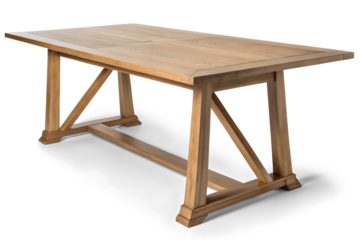 A wooden table isolated on white or transparent background