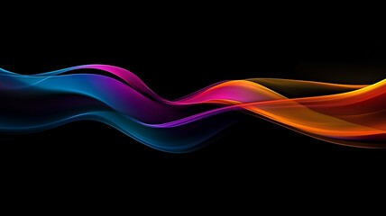 Abstract background with color flowing waves on black background