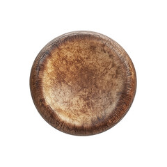 Top View of a Rustic Brown Wooden Bowl or Dish