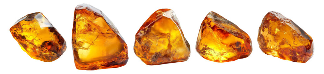 Stunning Collection of Natural Amber Stones on White Background, Isolated on Transparent, white background