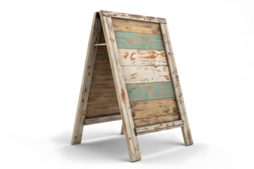 A old wooden board sign isolated on white or transparent background