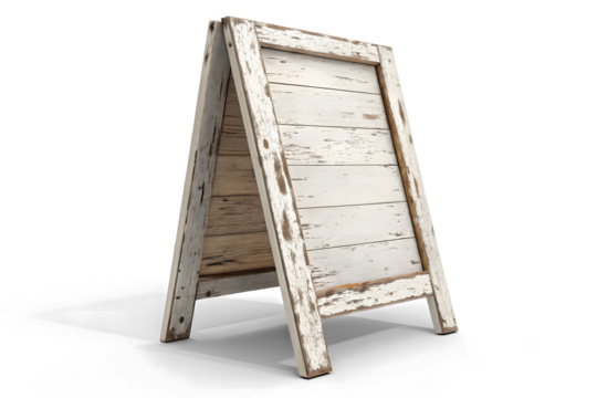 A old wooden board sign isolated on white or transparent background