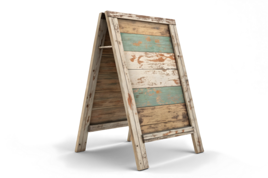 A old wooden board sign isolated on white or transparent background