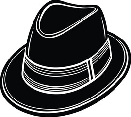 Black and white vintage hats in classic fashion style vector illustration