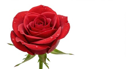 Closeup red rose with water droplets