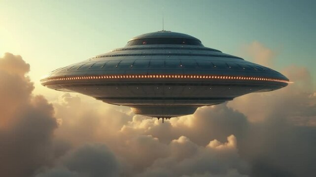 UFO Spaceship Hovering in the sky elements furnished