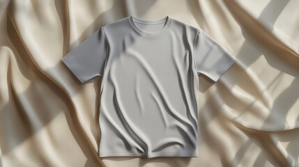 Blank gray t shirt on draped fabric