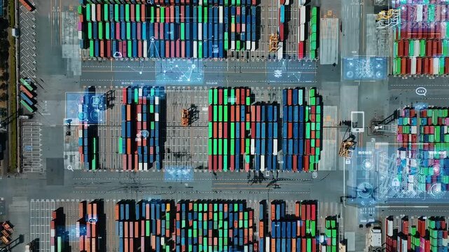 Container yard and digital technology concept