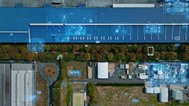 Industrial area and digital technology concept
