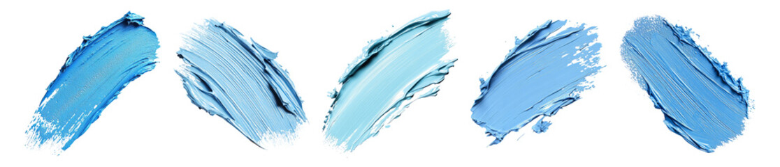 Abstract Blue Paint Strokes on a White Background for Art Projects, Isolated on Transparent, white background