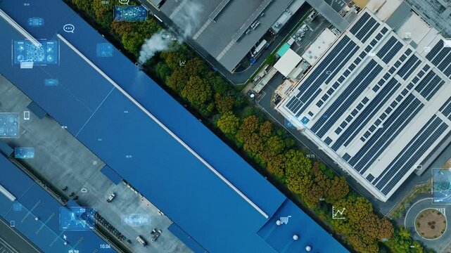 工業地帯とデジタルテクノロジーのコンセプト