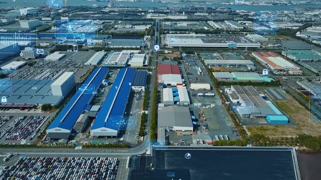 Industrial area and digital technology concept
